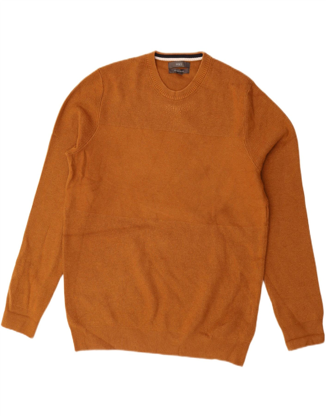 Suéter masculino MARKS & SPENCER com gola redonda, grande poliéster marrom