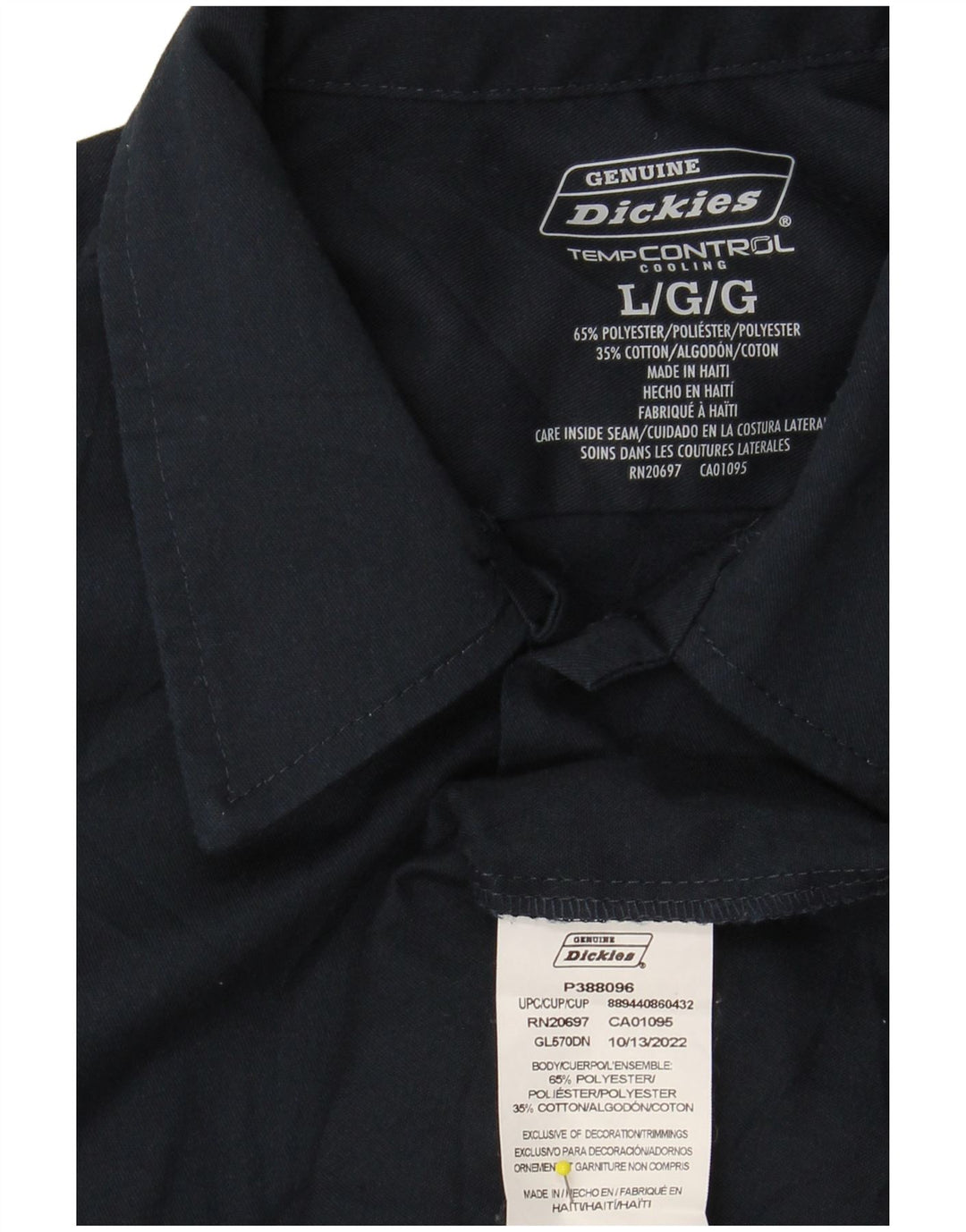 Camisa masculina genuína DICKIES poliéster azul marinho grande