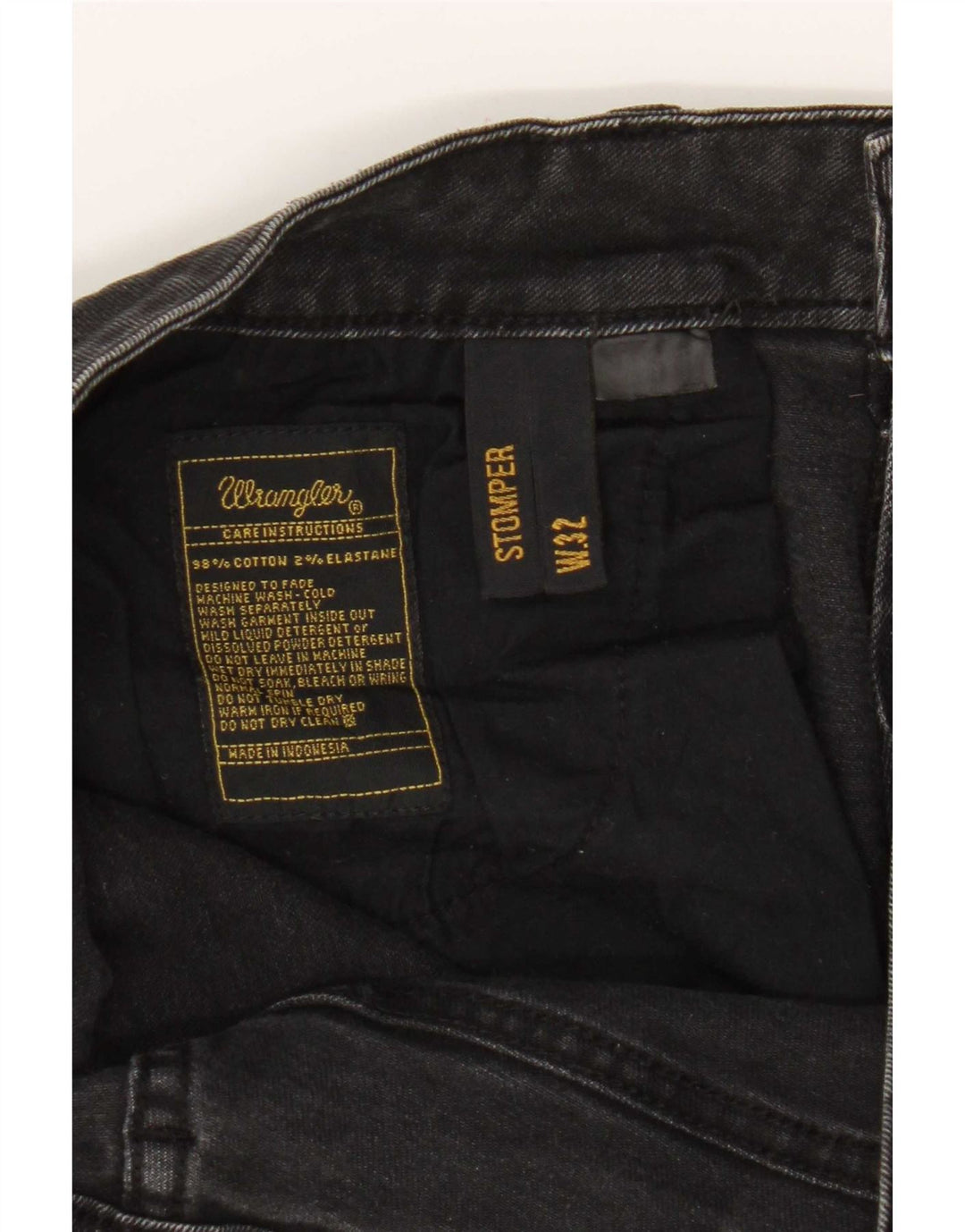 Wrangler Mens Stompers Jeans Slim W32 L30 Algodão Preto