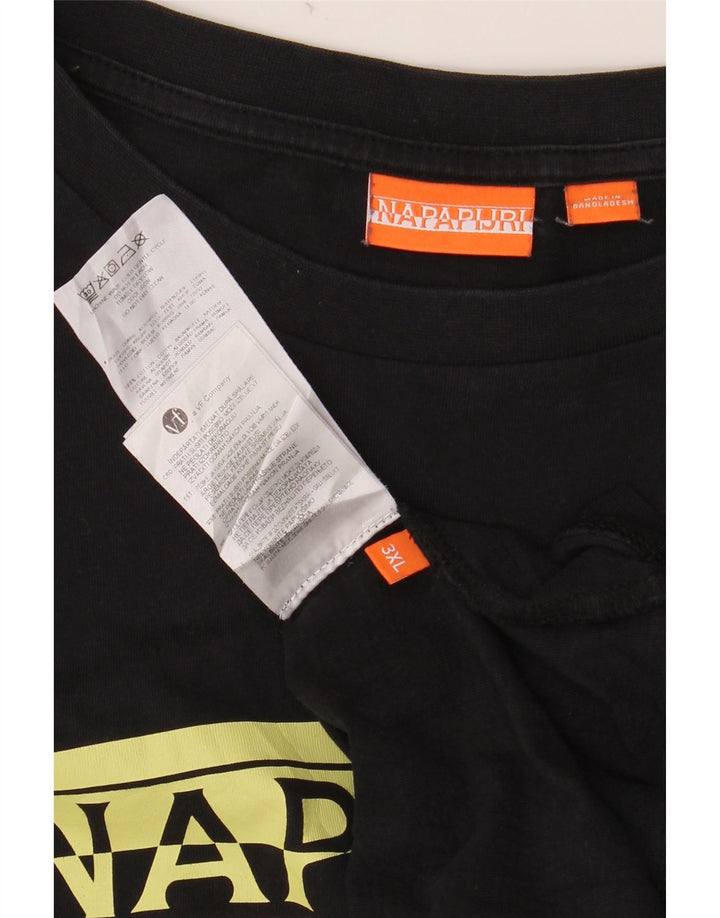 Top gráfico masculino NAPAPIJRI manga comprida 3XL algodão preto