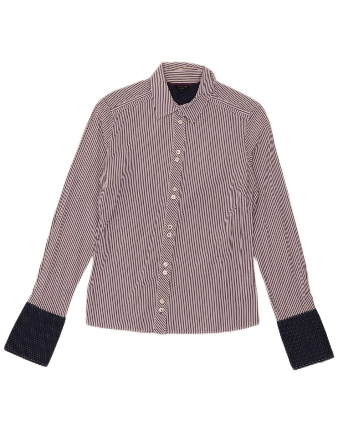 Camisa feminina Ted Baker tamanho 4 grande listrada roxa