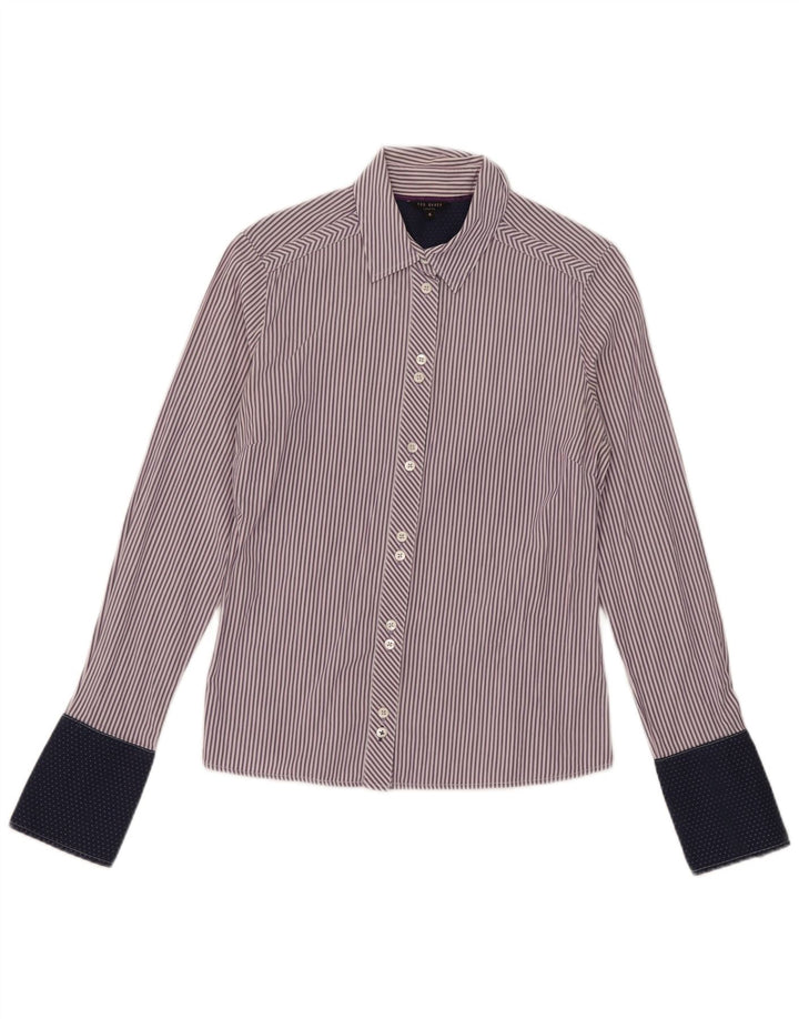 Camisa feminina Ted Baker tamanho 4 grande listrada roxa