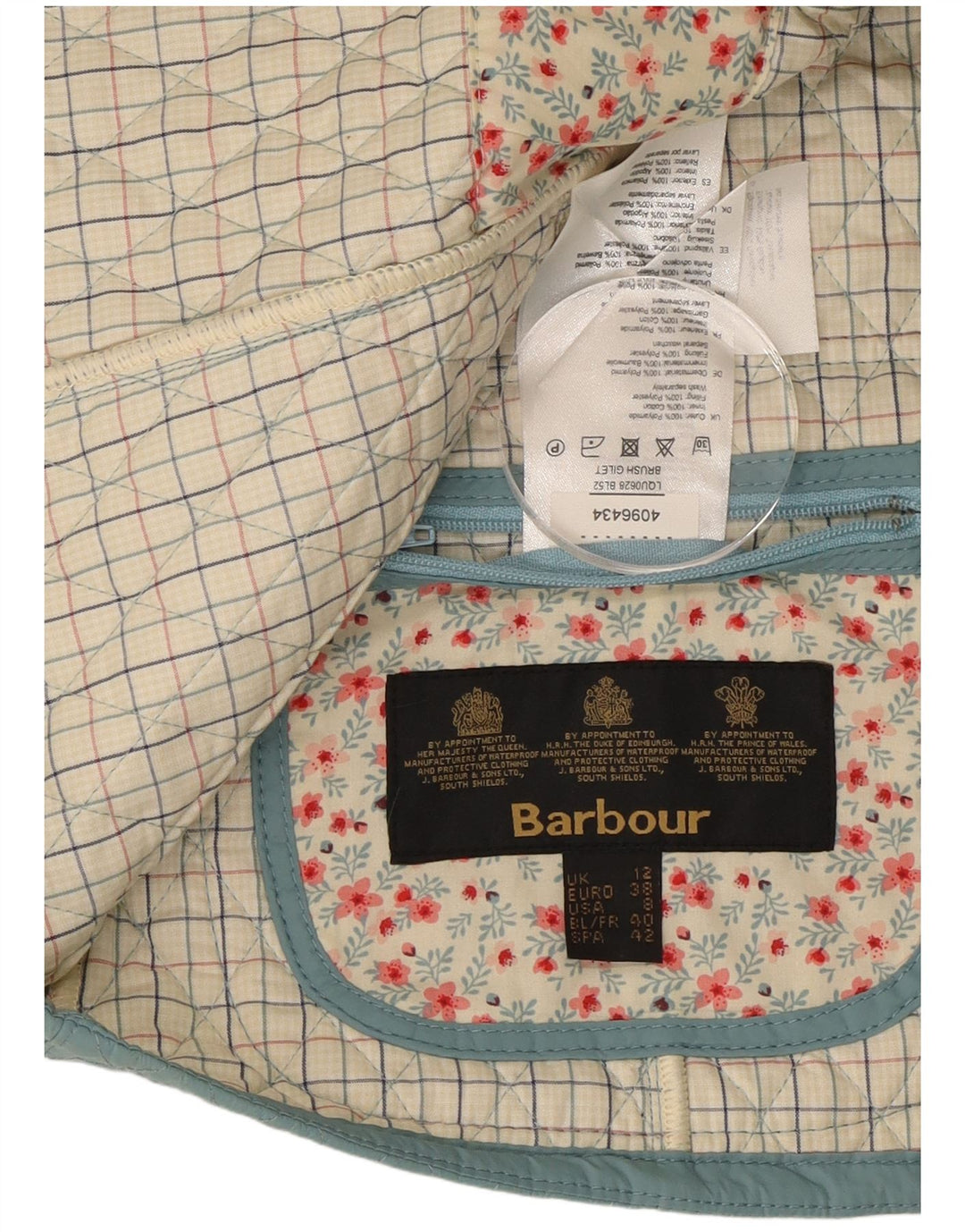 Colete acolchoado feminino Barbour UK 12 poliamida azul médio