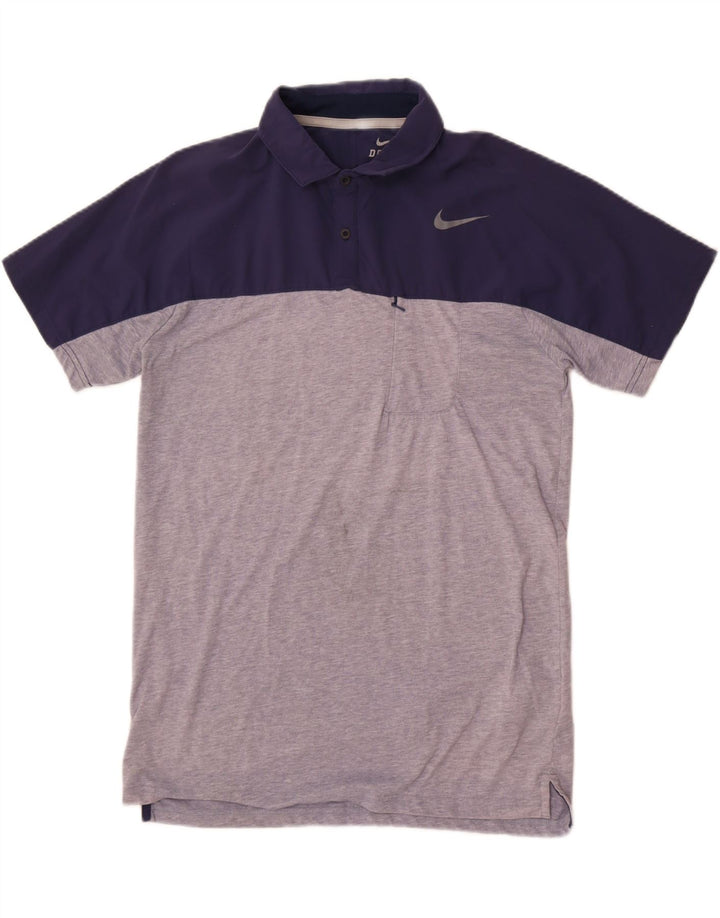 Camisa polo masculina Nike Dri Fit grande cinza colorblock nylon