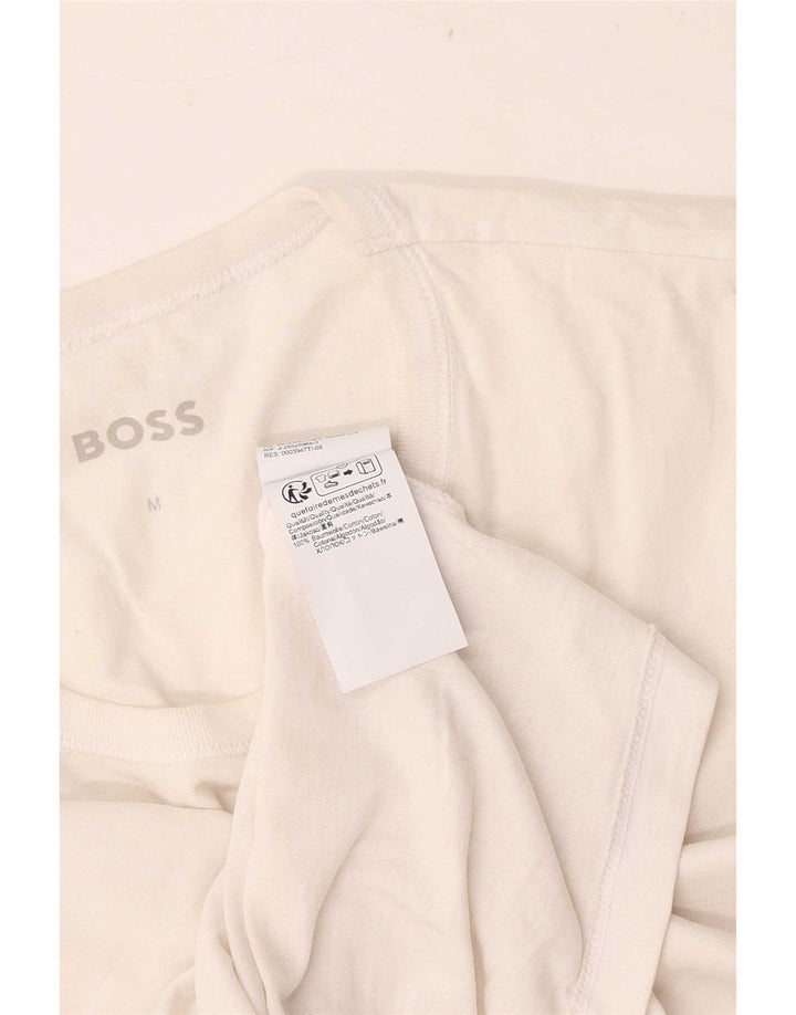 Hugo Boss Mens T-Shirt Top Pequeno Algodão Branco