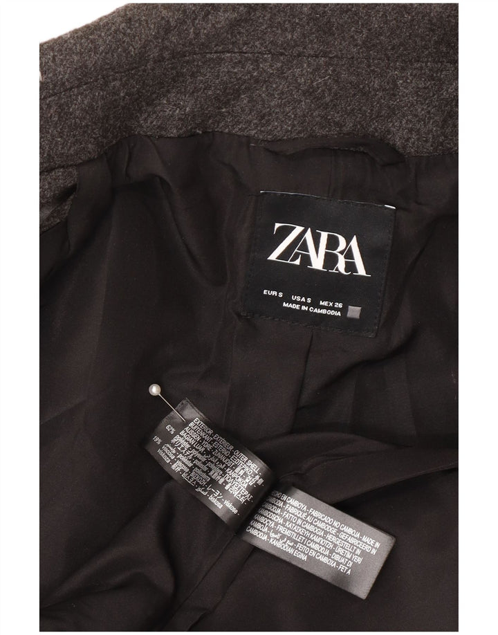 Jaqueta blazer feminina Zara com peito duplo grande, Reino Unido 10, pequena, cinza