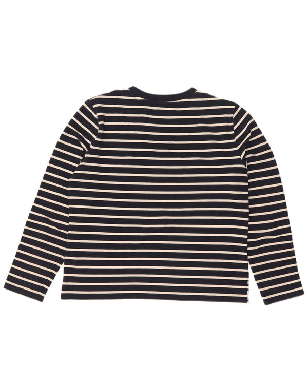 Superdry Womens Oversized Top Manga Longa UK 10 Pequeno Listrado Azul Marinho