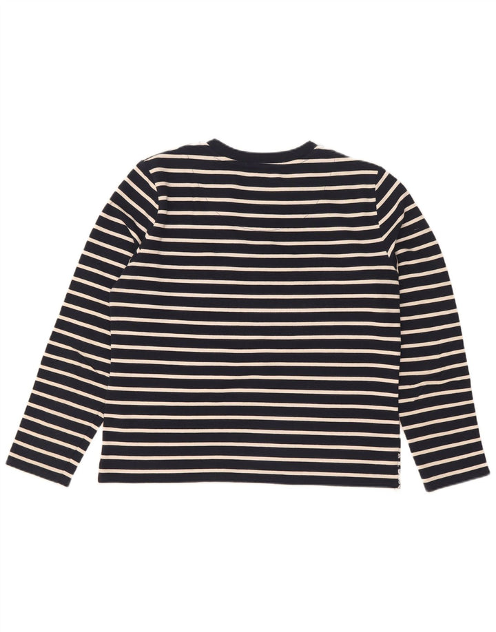 Superdry Womens Oversized Top Manga Longa UK 10 Pequeno Listrado Azul Marinho