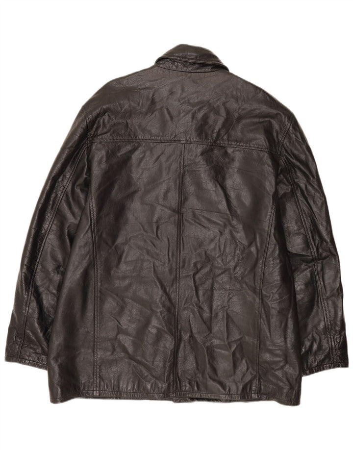Jaqueta de couro masculina vintage UK 44 2XL couro preto