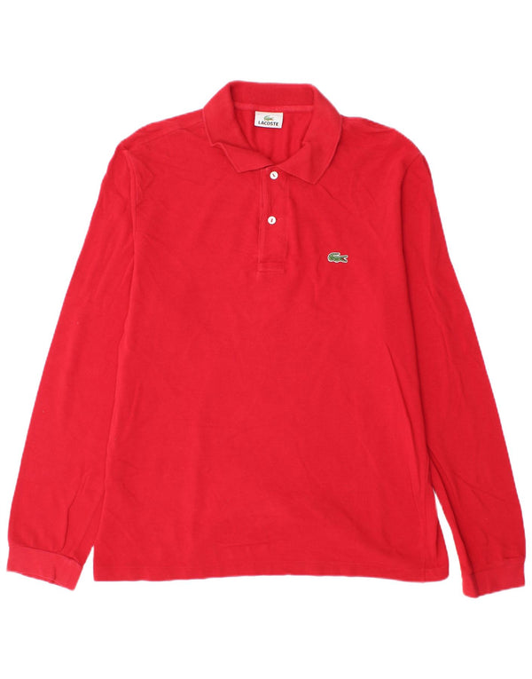 Camisa polo masculina de manga comprida Lacoste tamanho 5 grande algodão vermelho