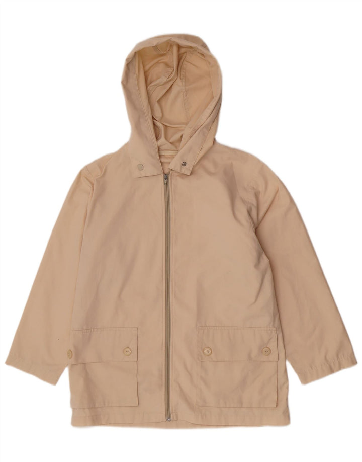 Jaqueta utilitária feminina vintage com capuz UK 12 bege médio