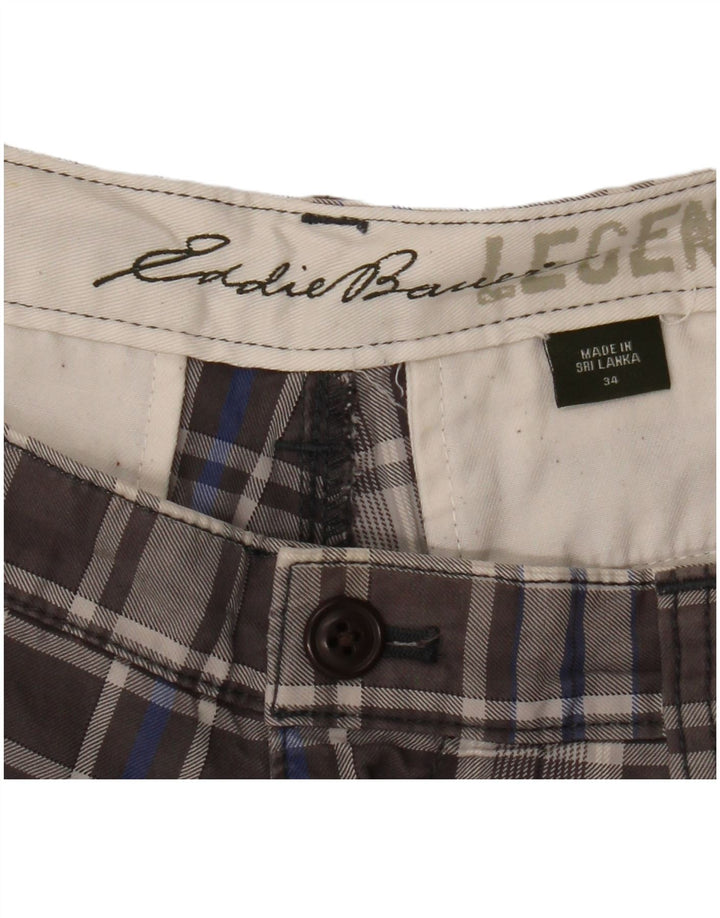 EDDIE BAUER Mens Chino Shorts W34 Grande Xadrez Cinza