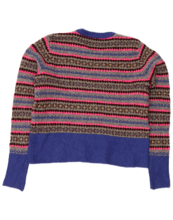 Suéter feminino ZARA com gola redonda UK 10 pequeno multicolorido Fair Isle