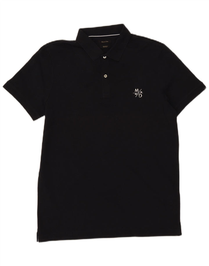 Camisa polo masculina Massimo Dutti Regular Fit médio algodão azul marinho