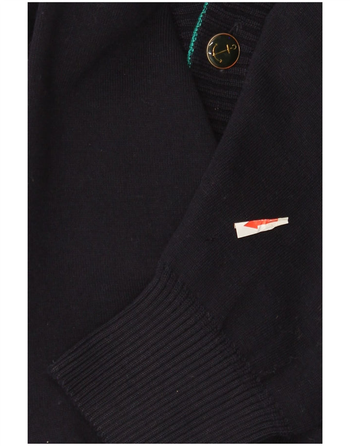 Suéter cardigã masculino Blue Drake grande lã azul marinho