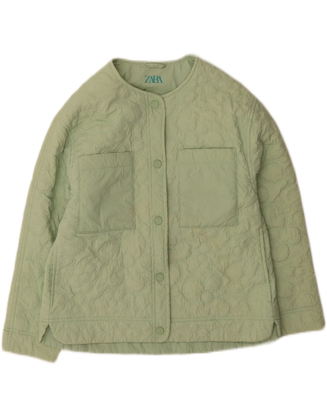 Jaqueta acolchoada feminina Zara UK 4 XS verde nylon