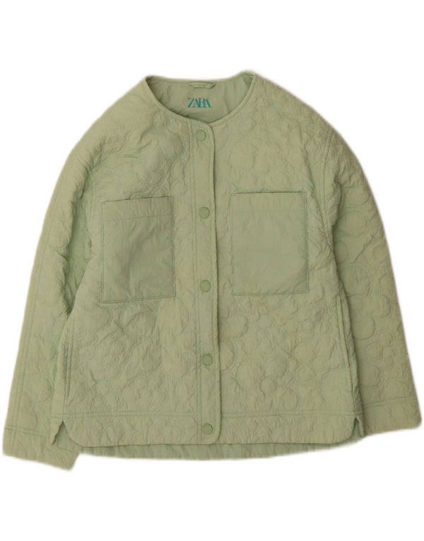 Jaqueta acolchoada feminina Zara UK 4 XS verde nylon