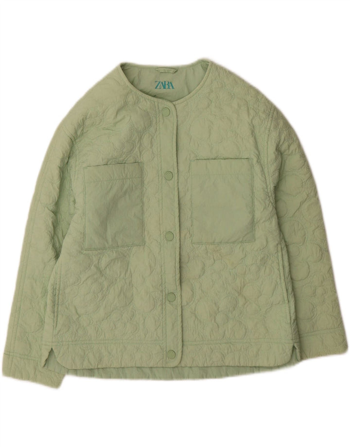 Jaqueta acolchoada feminina Zara UK 4 XS verde nylon