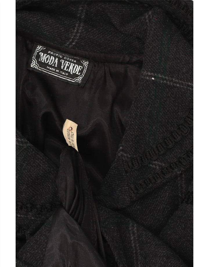 Casaco Poncho Feminino Vintage Tamanho Único Acrílico Listrado Cinza