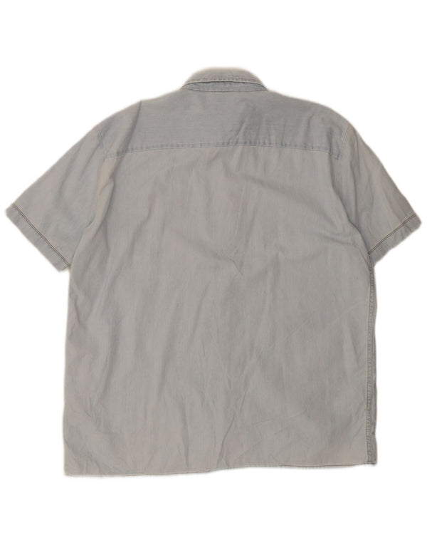Camisa jeans masculina de manga curta Carrera XL azul algodão