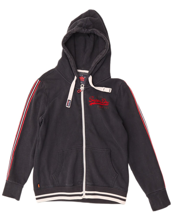 Suéter feminino Superdry com capuz e zíper Reino Unido 16 grande azul marinho