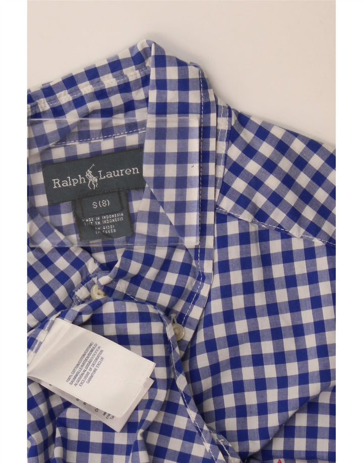 Ralph Lauren Camisa masculina 7-8 anos pequena algodão guingão azul