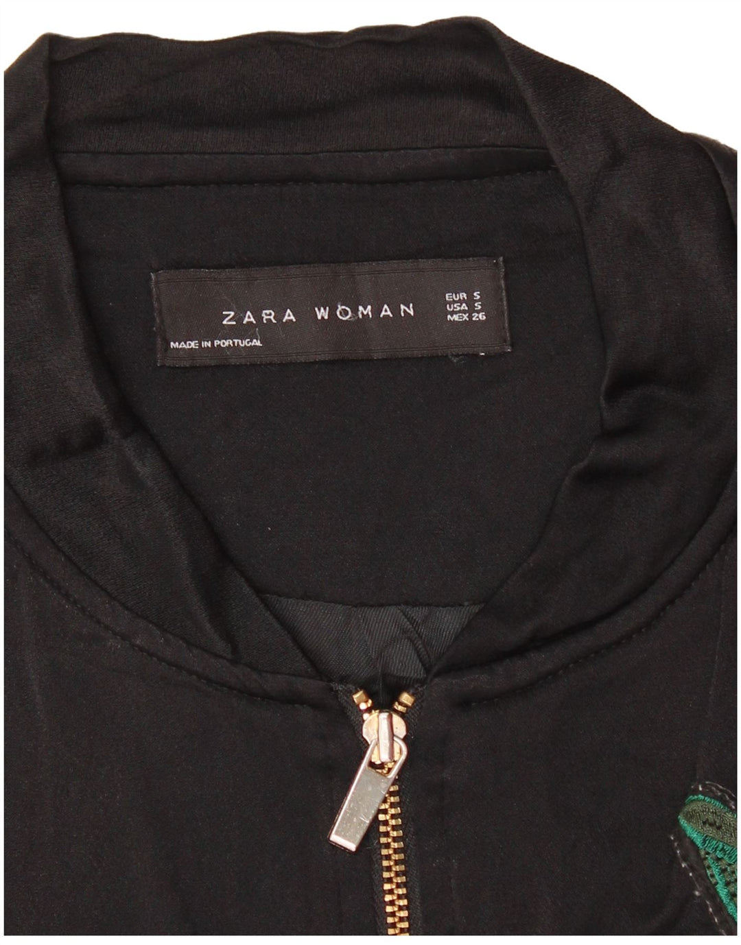 Zara Womens Graphic Tracksuit Top Jacket Reino Unido 10 Pequeno Preto Floral