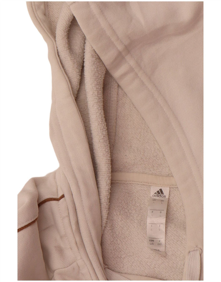 ADIDAS Mens Hoodie Jumper Grande Algodão Branco
