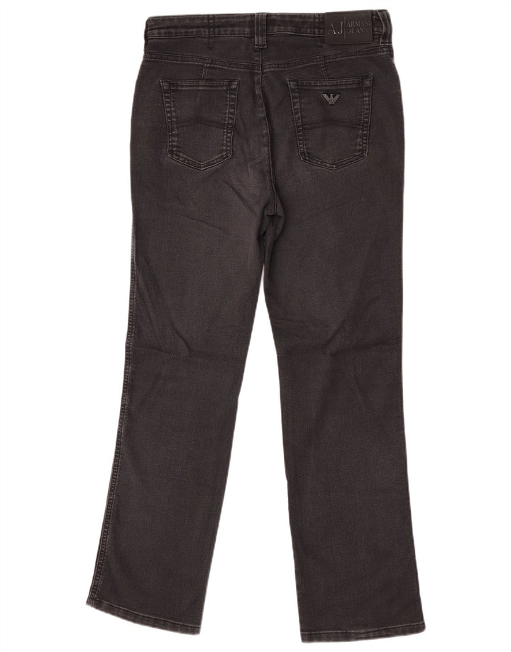 Calça jeans reta feminina Armani W30 L30 algodão preto