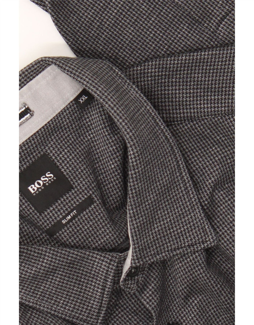 Camisa Slim Fit Masculina Hugo Boss 2XL Preta Houndstooth