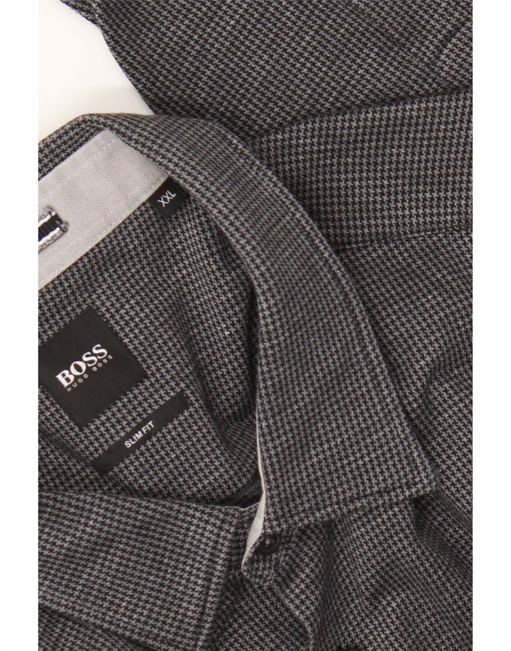 Camisa Slim Fit Masculina Hugo Boss 2XL Preta Houndstooth