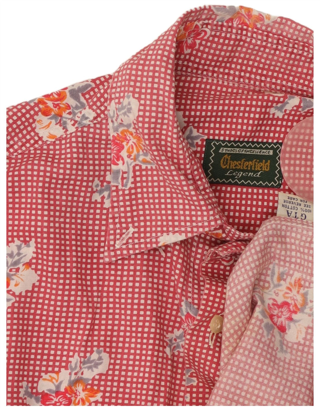 Camisa masculina Chesterfield XL algodão floral vermelho