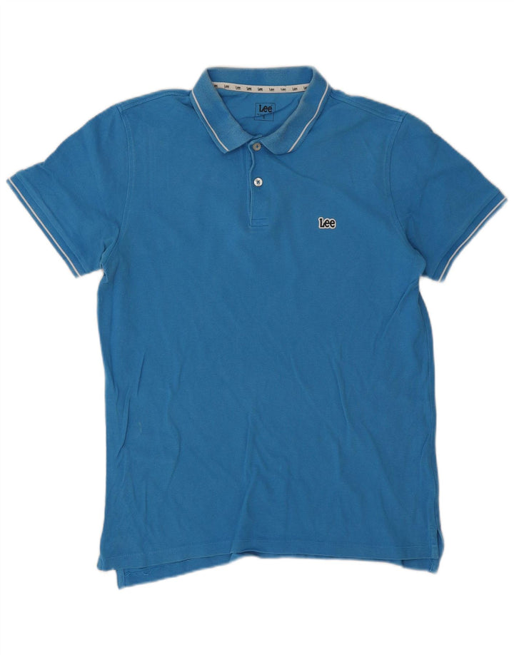 Camisa polo masculina Lee pequena algodão azul