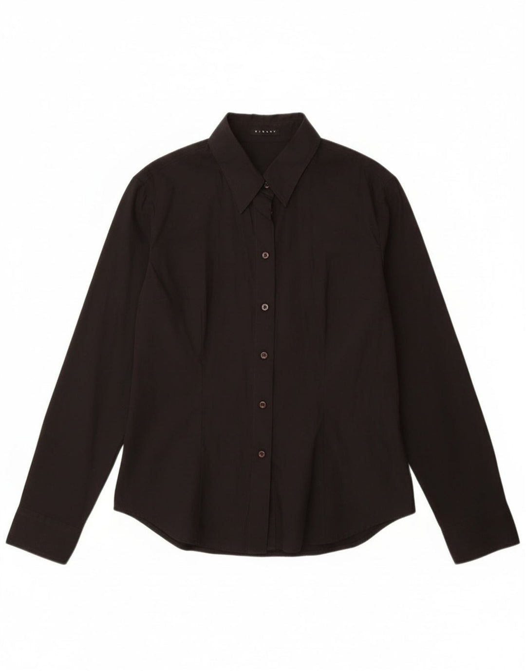 Camisa feminina Sisley UK 14 grande algodão preto