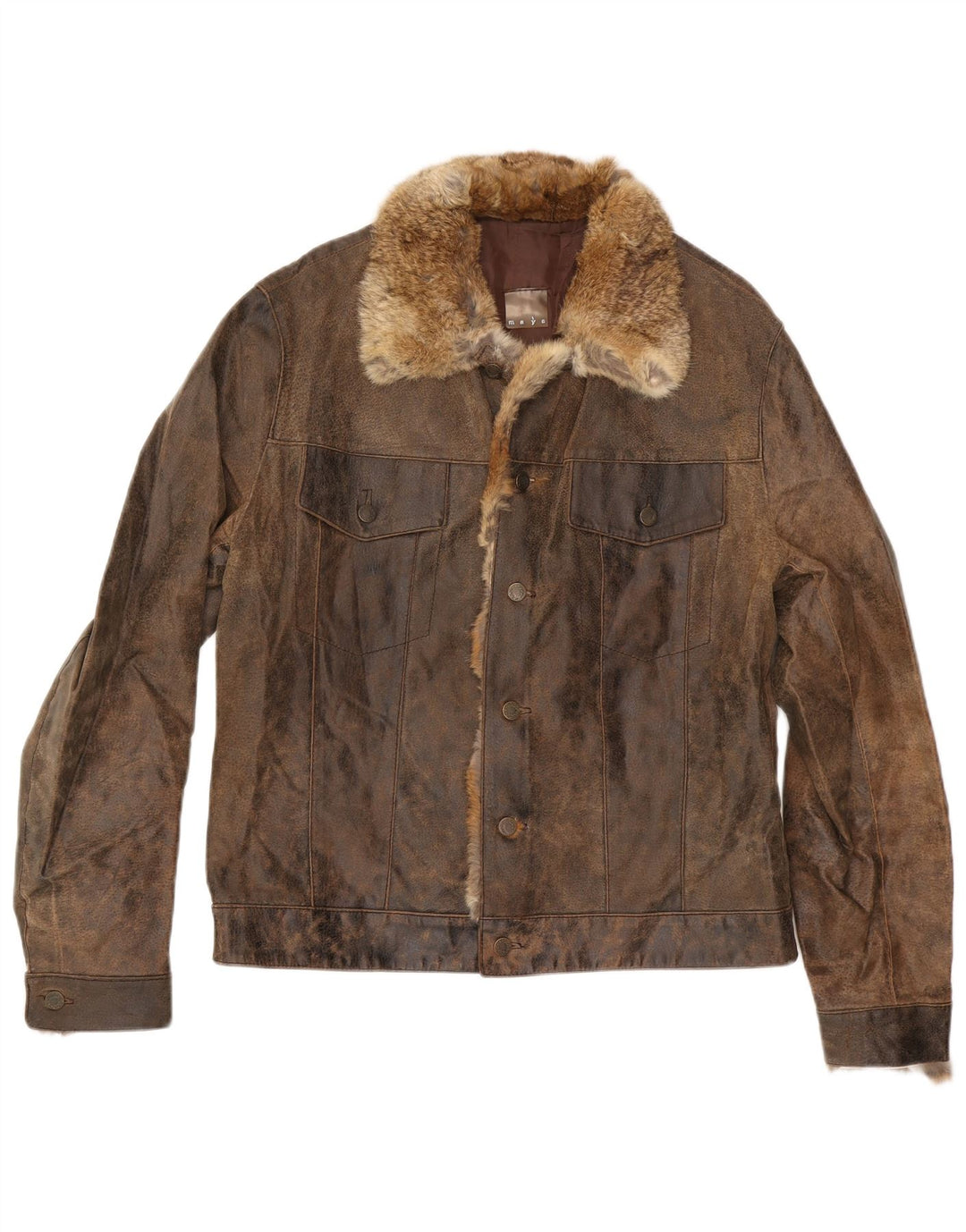 Jaqueta de couro masculina MAYS Reino Unido 40 grande couro marrom