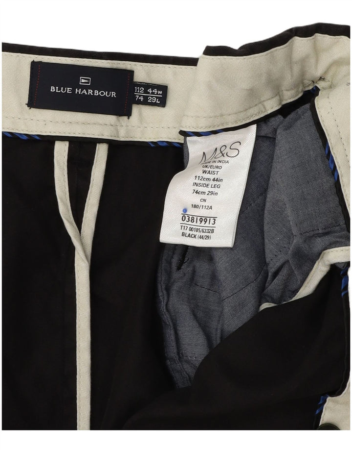 Calça chino masculina Marks & Spencer Blue Harbor Regular Fit W44 L29 preta