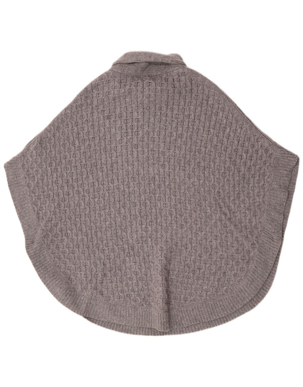 Poncho feminino Massimo Dutti com gola xale e lã cinza médio 14