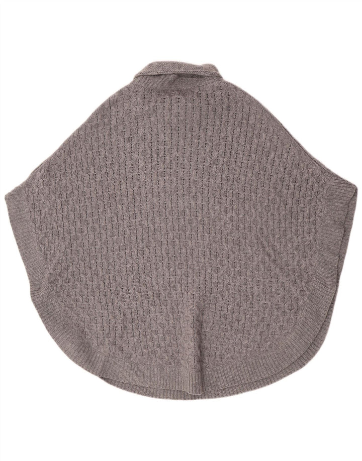 Poncho feminino Massimo Dutti com gola xale e lã cinza médio 14