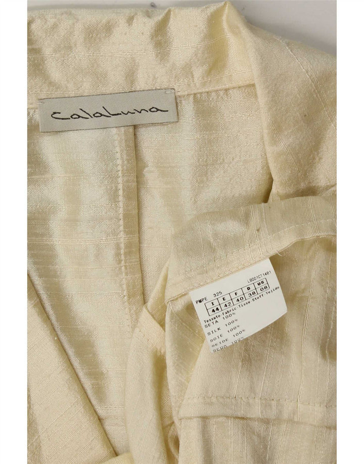 Jaqueta blazer feminina vintage com 2 botões IT 44 seda amarela média