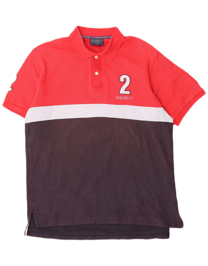 Camisa polo masculina Hackett com estampa gráfica grande de algodão vermelho