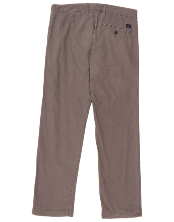 Calça chino reta masculina Marks & Spencer W32 L29 algodão cinza