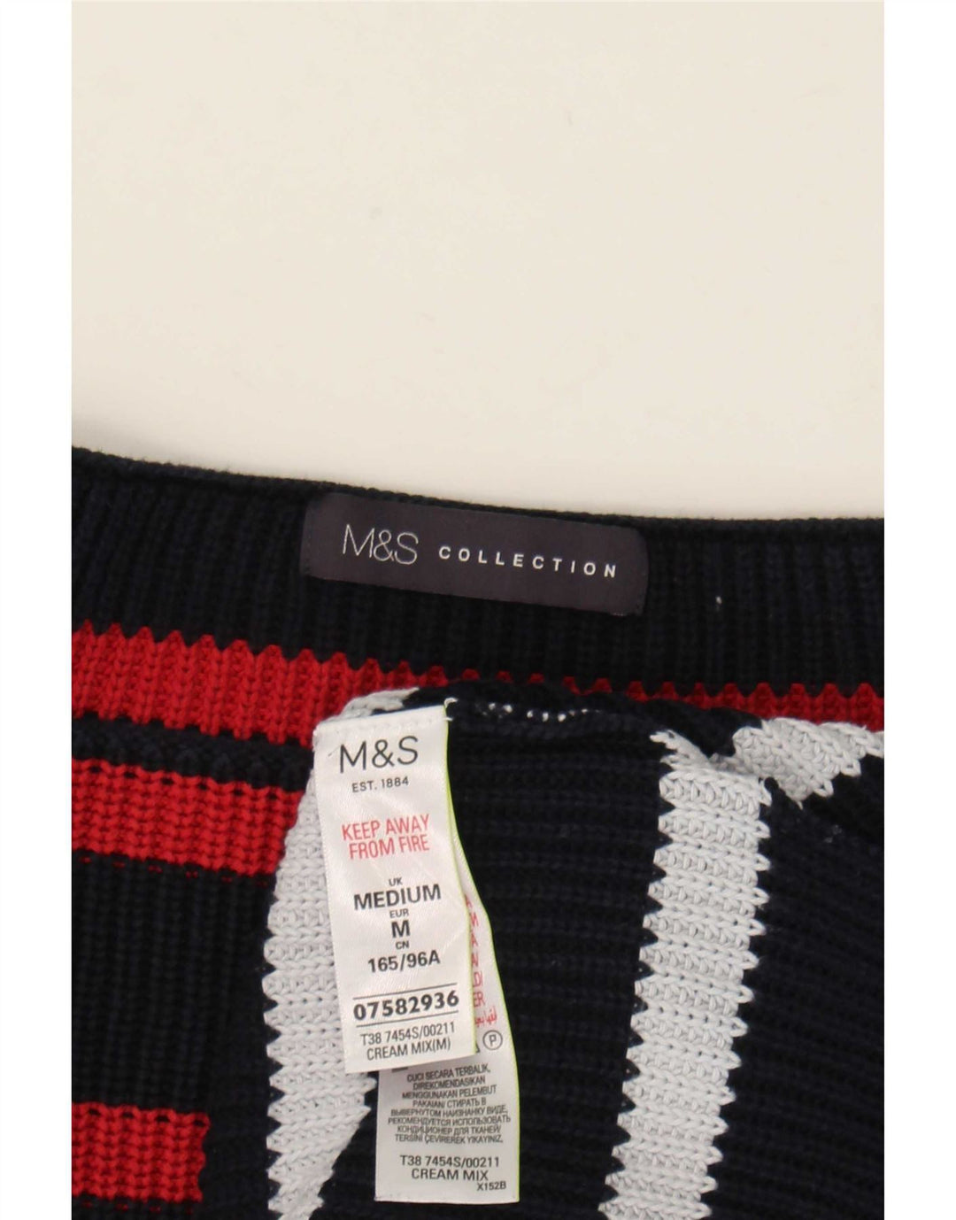Suéter feminino Marks & Spencer com gola canoa Reino Unido 14 médio multicolorido