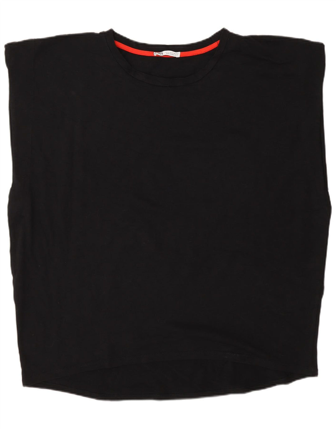 Zara Womens Oversized Vest Top UK 16 Grande Algodão Preto