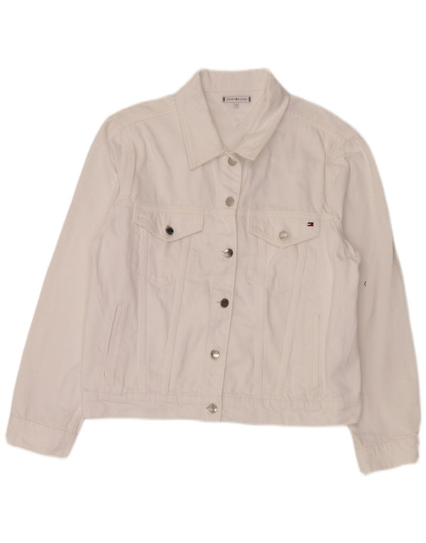 Jaqueta jeans feminina Tommy Hilfiger US 12 grande algodão branco