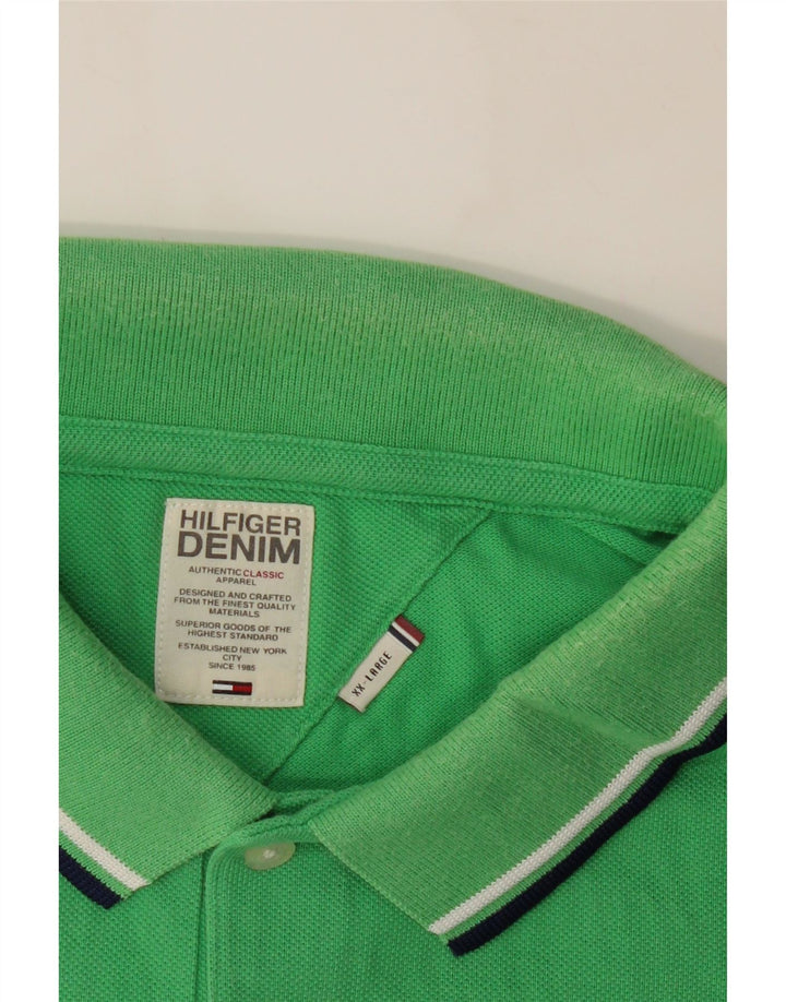 TOMMY HILFIGER Mens Polo Shirt 2XL Green Cotton Vintage Tommy Hilfiger and Second-Hand Tommy Hilfiger from Messina Hembry 