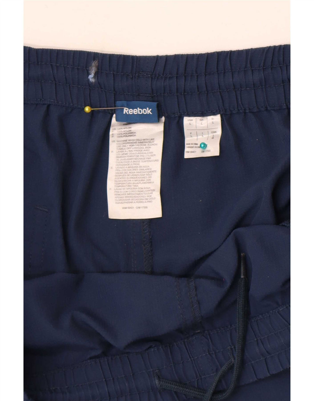 Shorts esportivos masculinos Reebok grande nylon azul marinho