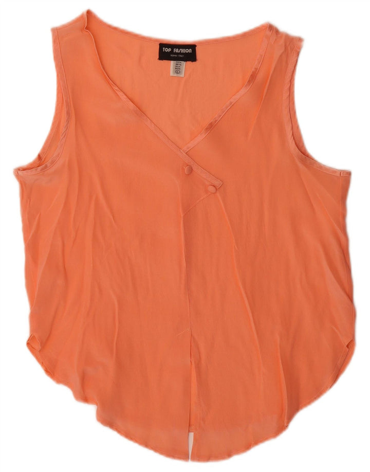 Colete feminino vintage UK 14 grande seda laranja
