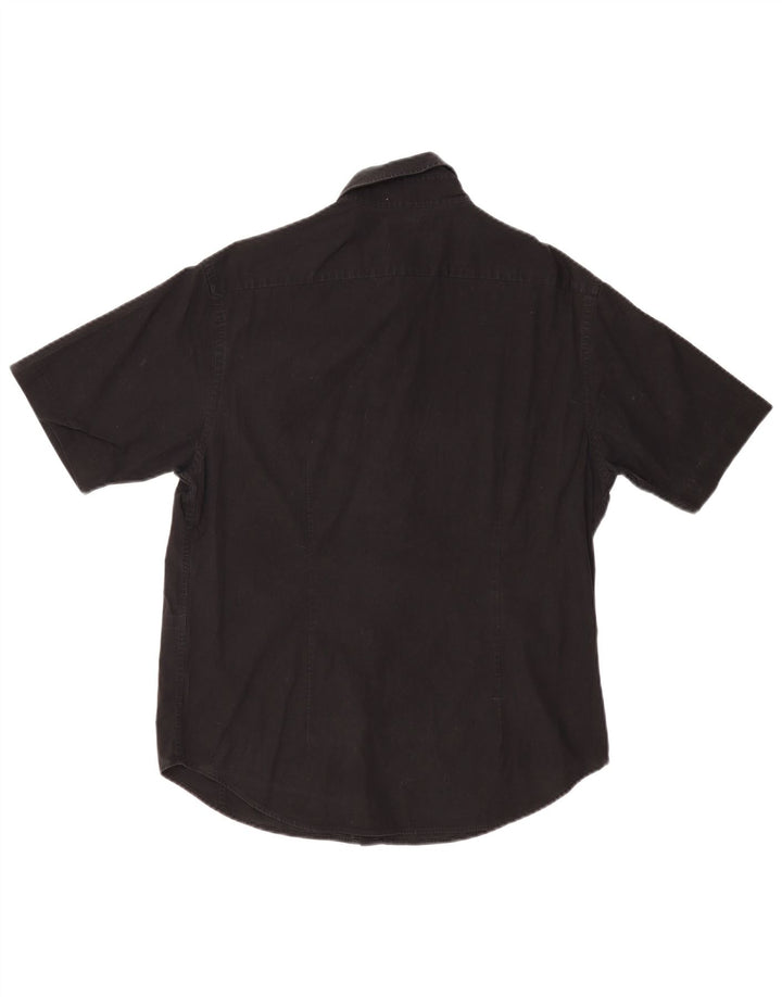 Camisa masculina de manga curta Ted Baker tamanho 4 grande algodão preto