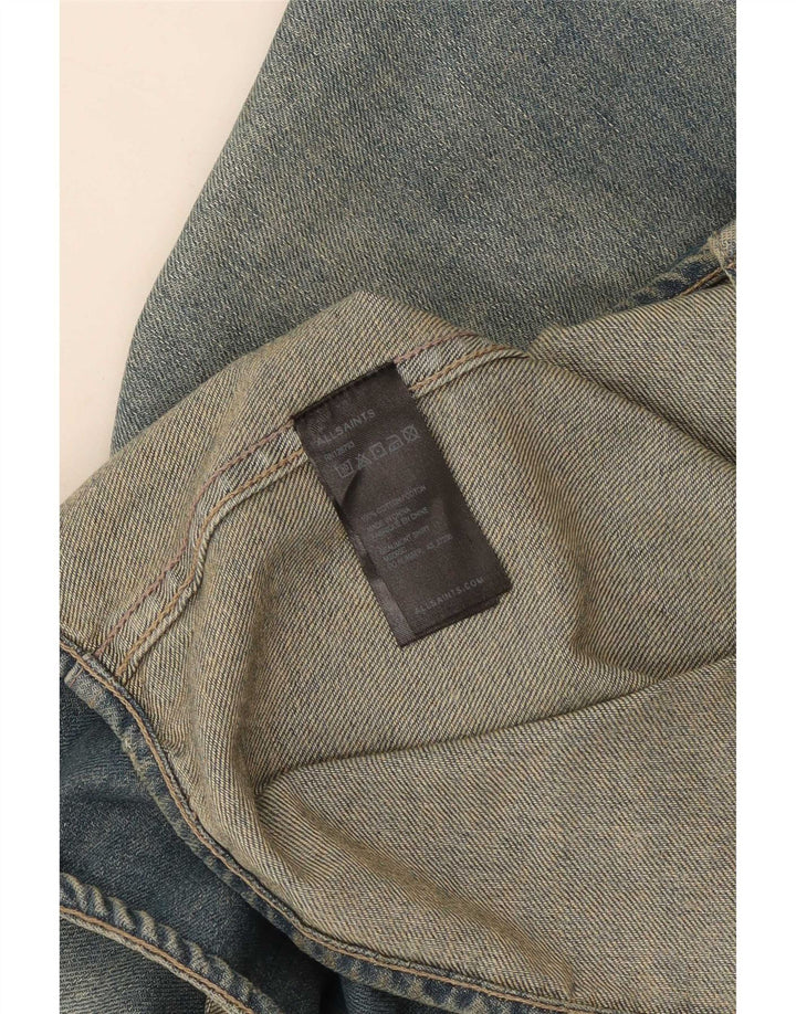 Camisa jeans masculina All Saints Slim Fit de algodão azul médio
