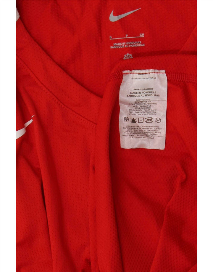 Top gráfico masculino Nike manga comprida pequeno poliéster vermelho